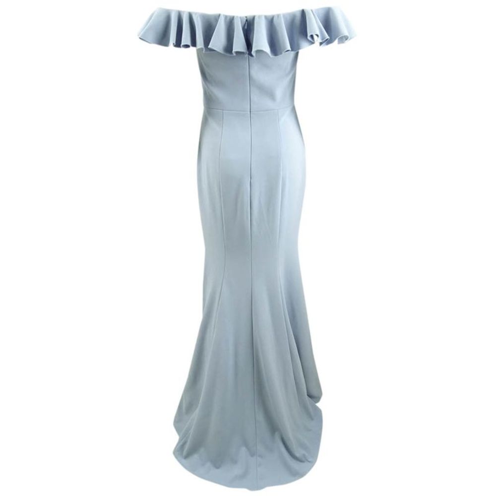 Off-Shoulder Light Blue Ruffle Mermaid Dress - Picture 3 of 3